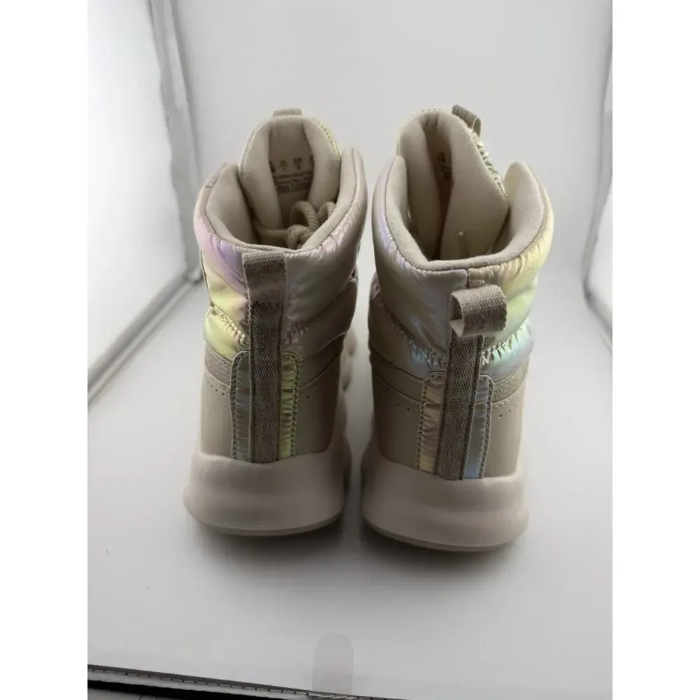 NWOB Ryka Women's Beige Iridescent Fabric Podflow Lace Up Boot Size 8.5M